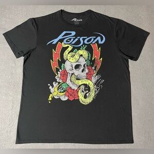 Poison Glam Metal Band T-Shirt Black Size Large Short Sleeve 80s
